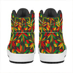 Abstract Geometric Reggae Pattern Print High Top Leather Sneakers
