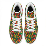Abstract Geometric Reggae Pattern Print High Top Leather Sneakers