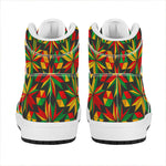Abstract Geometric Reggae Pattern Print High Top Leather Sneakers