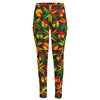 Abstract Geometric Reggae Pattern Print High-Waisted Pocket Leggings