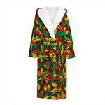 Abstract Geometric Reggae Pattern Print Hooded Bathrobe