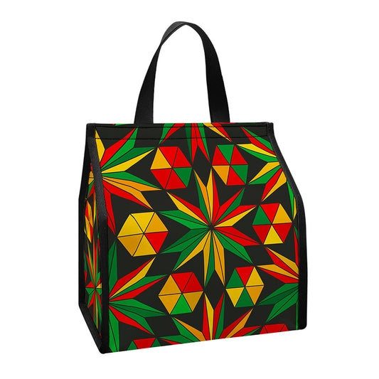 Abstract Geometric Reggae Pattern Print Insulated Lunch Tote
