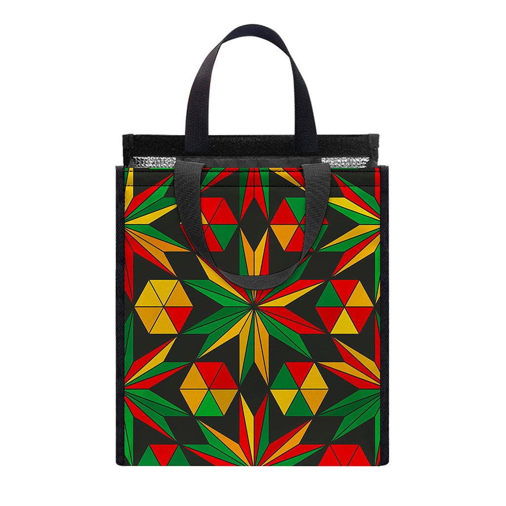 Abstract Geometric Reggae Pattern Print Insulated Lunch Tote