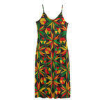 Abstract Geometric Reggae Pattern Print Jersey Midi Cami Dress