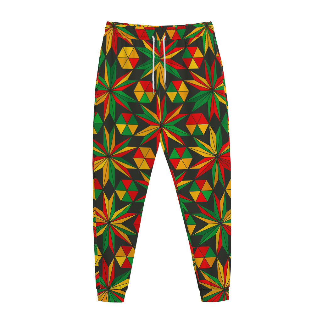 Abstract Geometric Reggae Pattern Print Jogger Pants