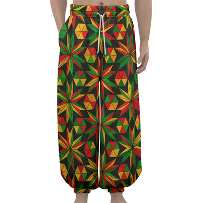 Abstract Geometric Reggae Pattern Print Lantern Pants