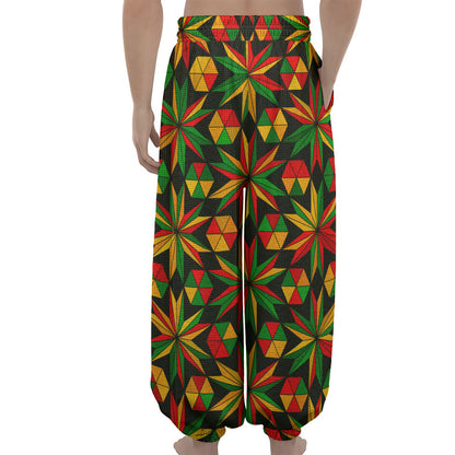 Abstract Geometric Reggae Pattern Print Lantern Pants