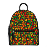 Abstract Geometric Reggae Pattern Print Leather Backpack