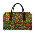 Abstract Geometric Reggae Pattern Print Leather Duffel Bag