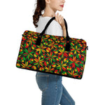 Abstract Geometric Reggae Pattern Print Leather Duffle Bag