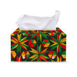 Abstract Geometric Reggae Pattern Print Leather Tissue Box Cover