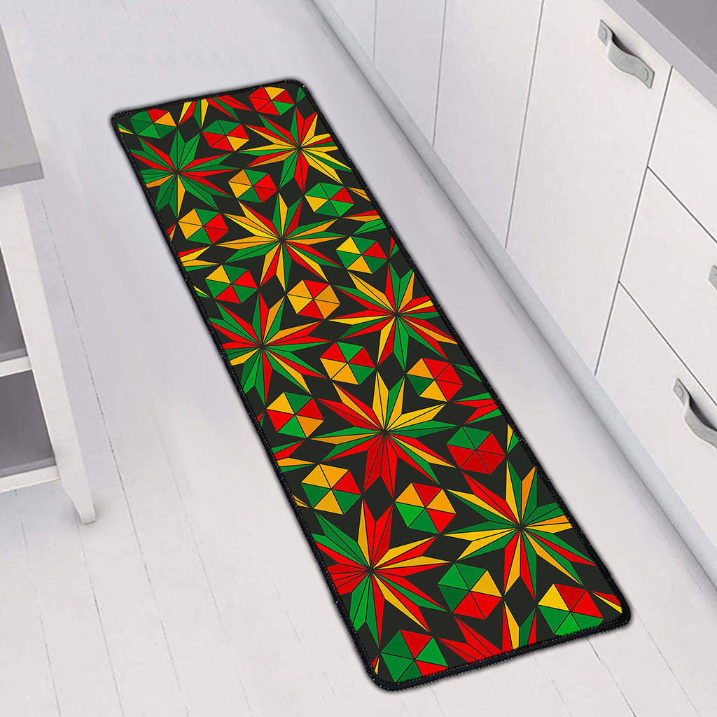 Abstract Geometric Reggae Pattern Print Long Kitchen Mat