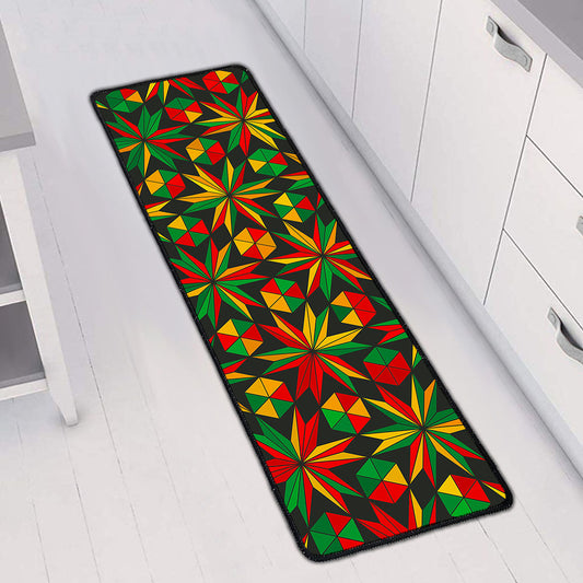 Abstract Geometric Reggae Pattern Print Long Kitchen Mat