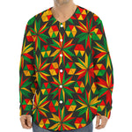 Abstract Geometric Reggae Pattern Print Long Sleeve Baseball Jersey