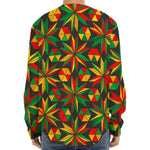 Abstract Geometric Reggae Pattern Print Long Sleeve Baseball Jersey