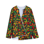 Abstract Geometric Reggae Pattern Print Long Sleeve Short Coat