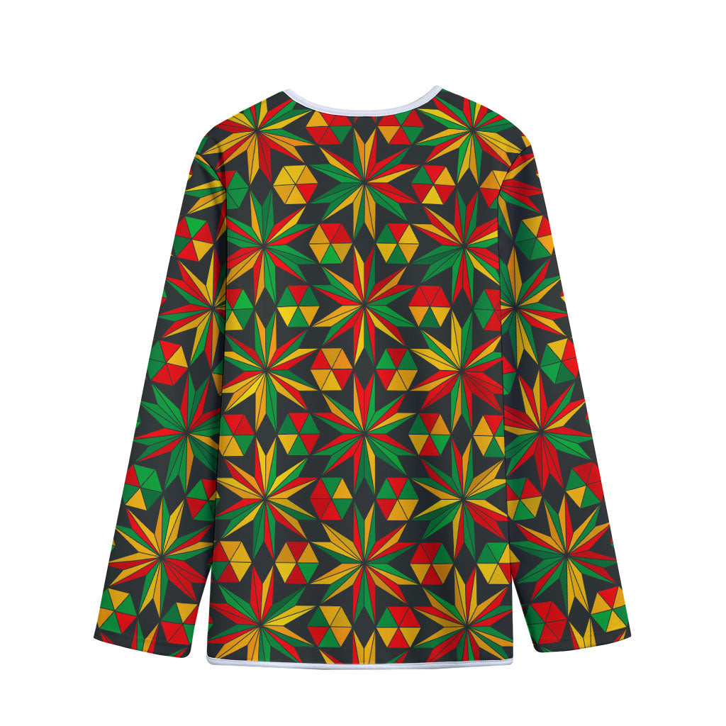 Abstract Geometric Reggae Pattern Print Long Sleeve Short Coat