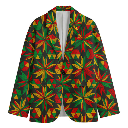 Abstract Geometric Reggae Pattern Print Men's Blazer