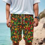 Abstract Geometric Reggae Pattern Print Men's Cargo Shorts