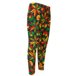 Abstract Geometric Reggae Pattern Print Men's Compression Pants