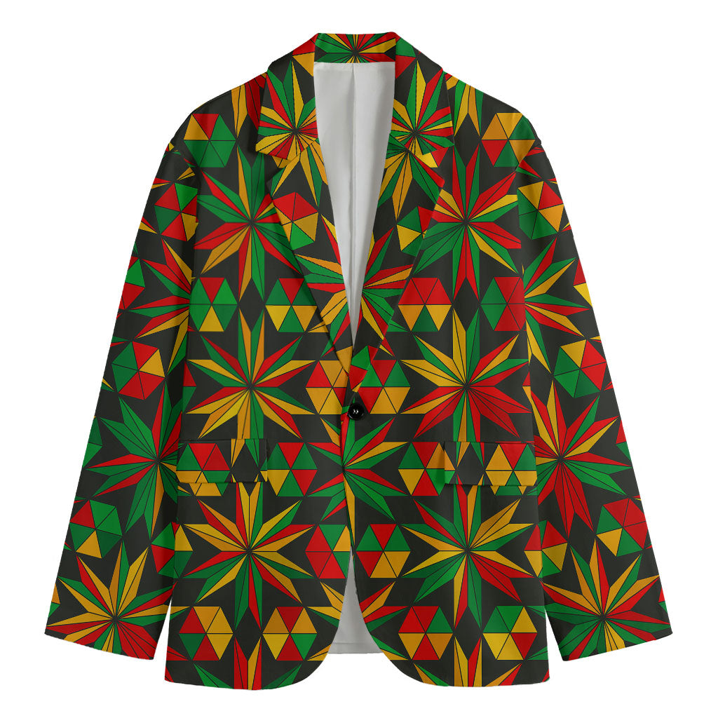 Abstract Geometric Reggae Pattern Print Men's Cotton Blazer