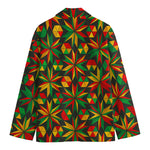 Abstract Geometric Reggae Pattern Print Men's Cotton Blazer