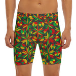 Abstract Geometric Reggae Pattern Print Men's Long Boxer Briefs