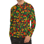 Abstract Geometric Reggae Pattern Print Men's Long Sleeve Rash Guard