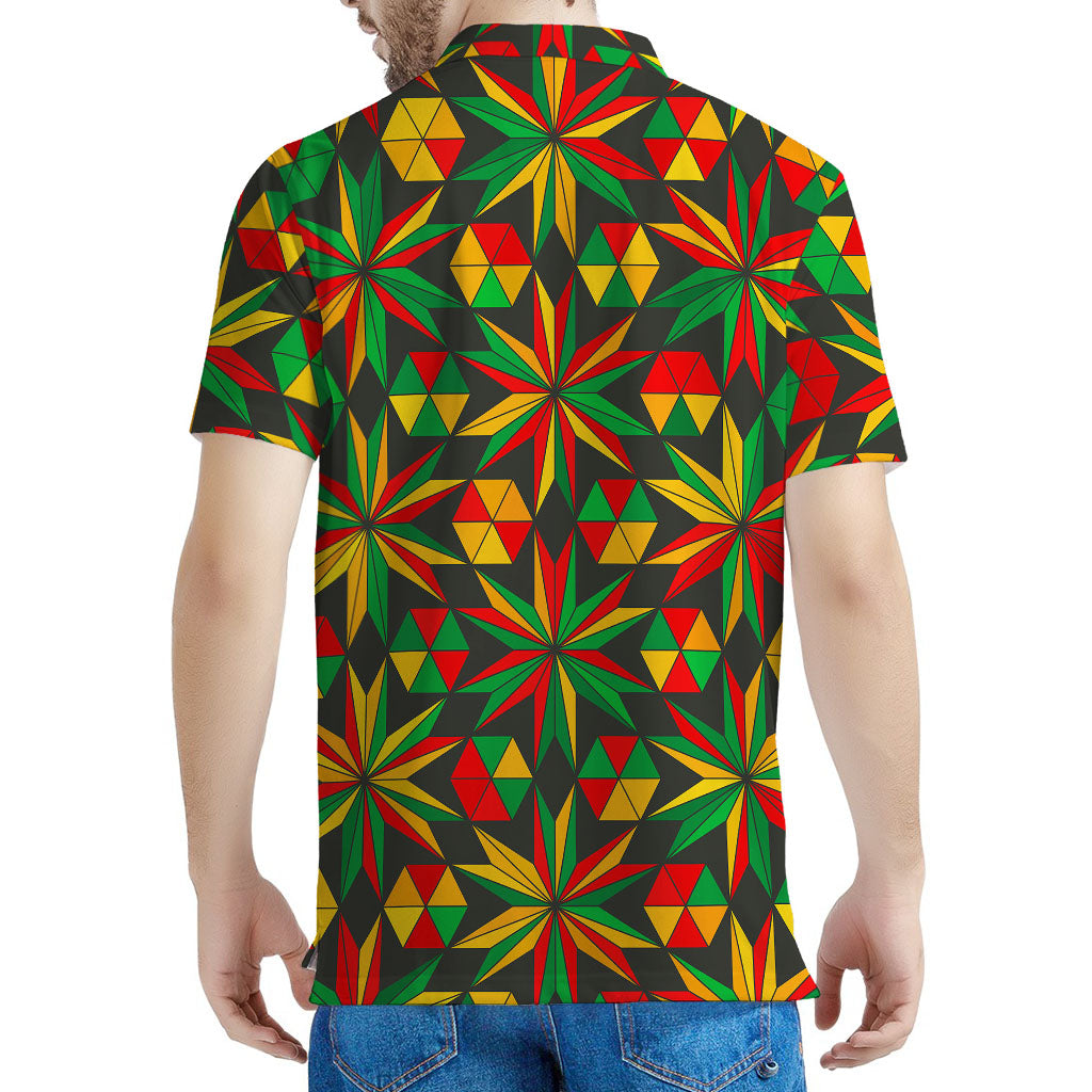 Abstract Geometric Reggae Pattern Print Men's Polo Shirt