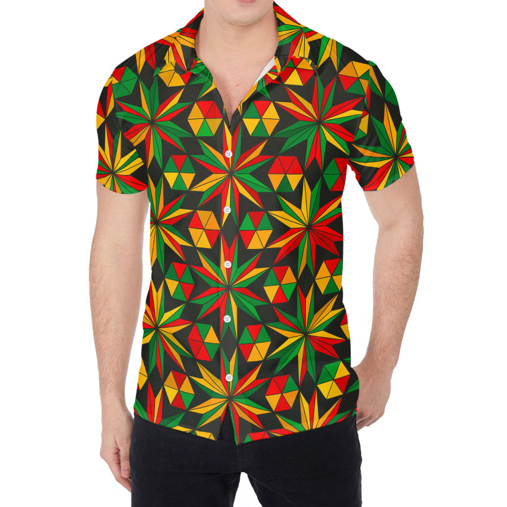 Abstract Geometric Reggae Pattern Print Men's Shirt