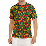 Abstract Geometric Reggae Pattern Print Men's Short Sleeve Rash Guard