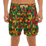 Abstract Geometric Reggae Pattern Print Men's Split Running Shorts