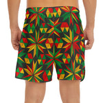 Abstract Geometric Reggae Pattern Print Men's Split Running Shorts