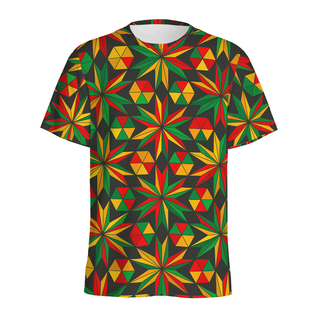Abstract Geometric Reggae Pattern Print Men's Sports T-Shirt