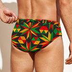 Abstract Geometric Reggae Pattern Print Men's Swim Briefs