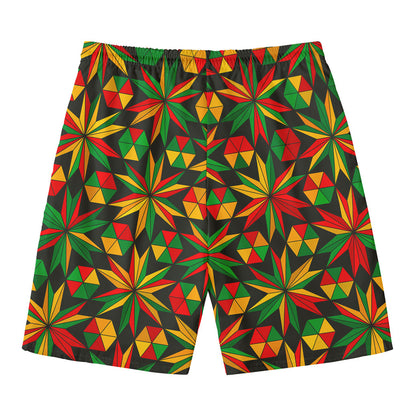 Abstract Geometric Reggae Pattern Print Men's Swim Trunks