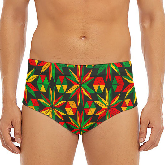 Abstract Geometric Reggae Pattern Print Men's Triangle Swim Briefs