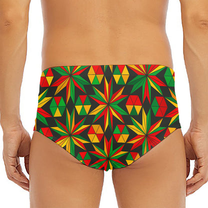 Abstract Geometric Reggae Pattern Print Men's Triangle Swim Briefs