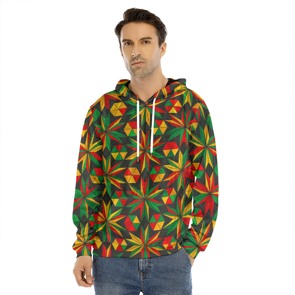 Abstract Geometric Reggae Pattern Print Men's Velvet Pullover Hoodie