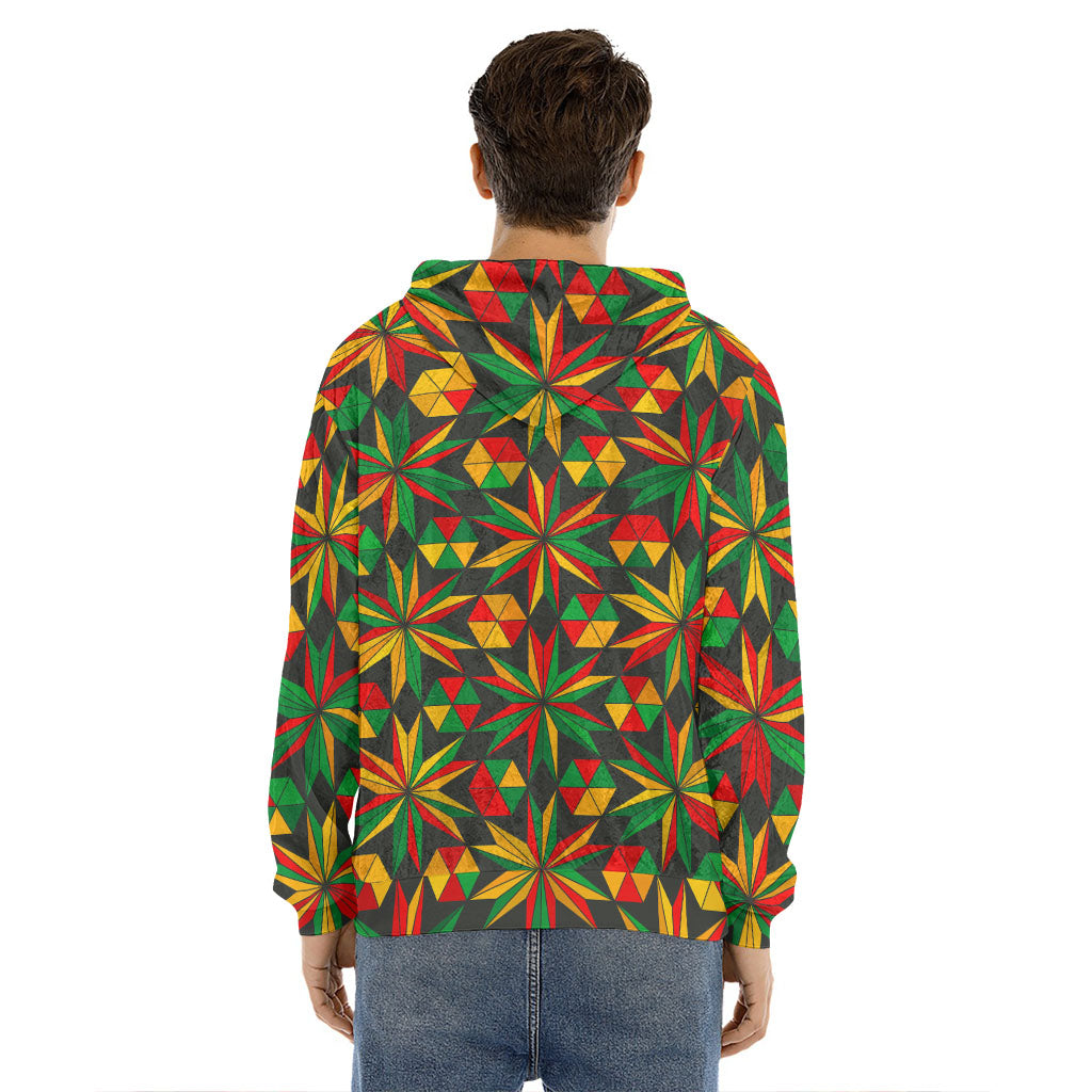 Abstract Geometric Reggae Pattern Print Men's Velvet Pullover Hoodie