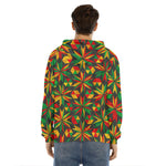 Abstract Geometric Reggae Pattern Print Men's Velvet Pullover Hoodie
