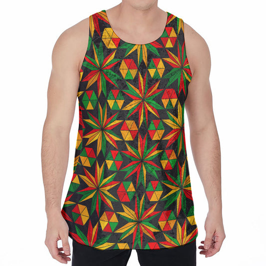 Abstract Geometric Reggae Pattern Print Men's Velvet Tank Top