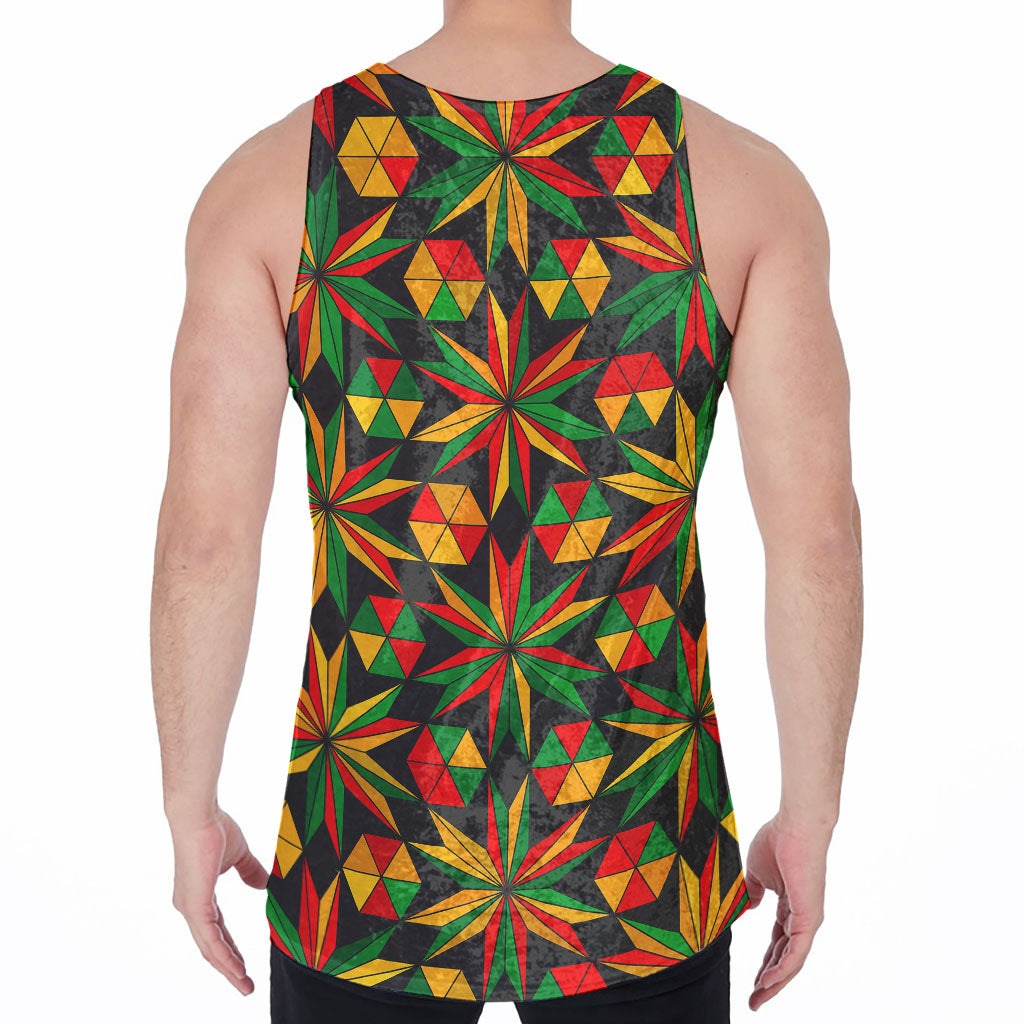 Abstract Geometric Reggae Pattern Print Men's Velvet Tank Top