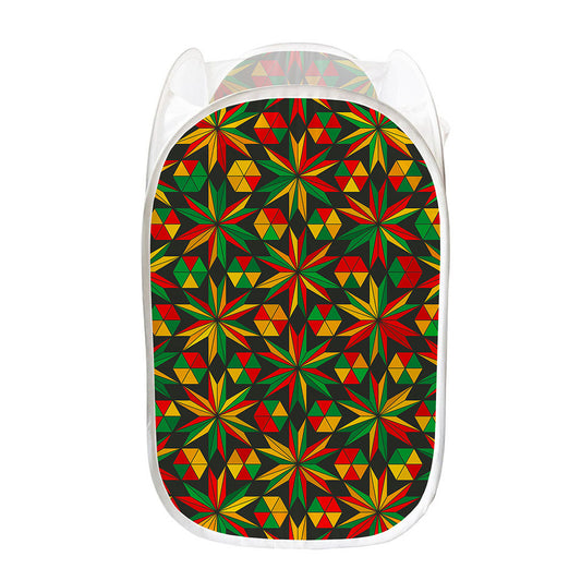 Abstract Geometric Reggae Pattern Print Mesh Laundry Hamper