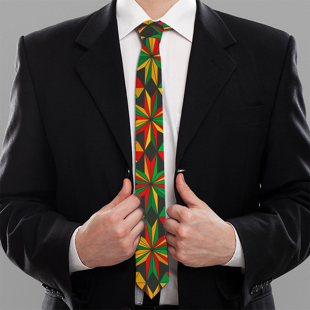 Abstract Geometric Reggae Pattern Print Necktie