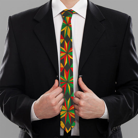 Abstract Geometric Reggae Pattern Print Necktie
