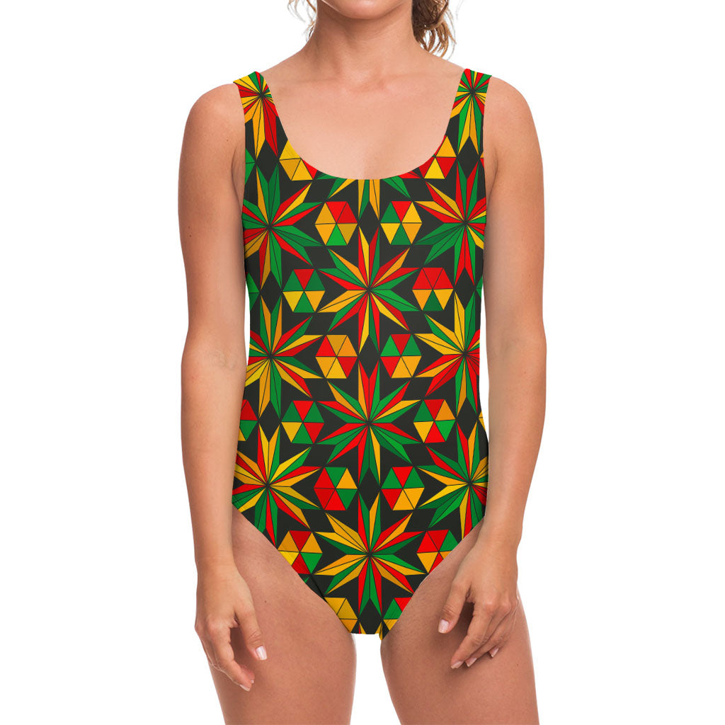 Abstract Geometric Reggae Pattern Print One Piece Swimsuit