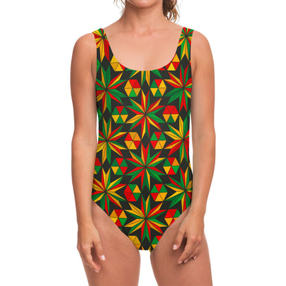 Abstract Geometric Reggae Pattern Print One Piece Swimsuit