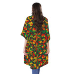 Abstract Geometric Reggae Pattern Print Open Front Beach Cover Up