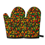 Abstract Geometric Reggae Pattern Print Oven Mitts
